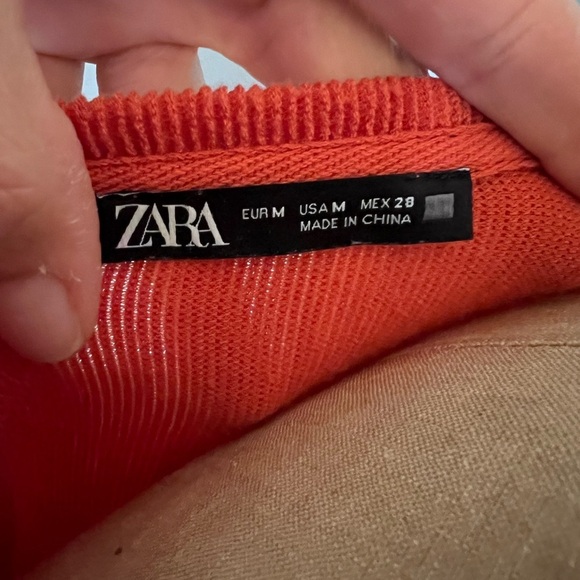 Zara burnt orange pullover ribbed top with elastic waist and sleeve bands - Picture 7 of 9